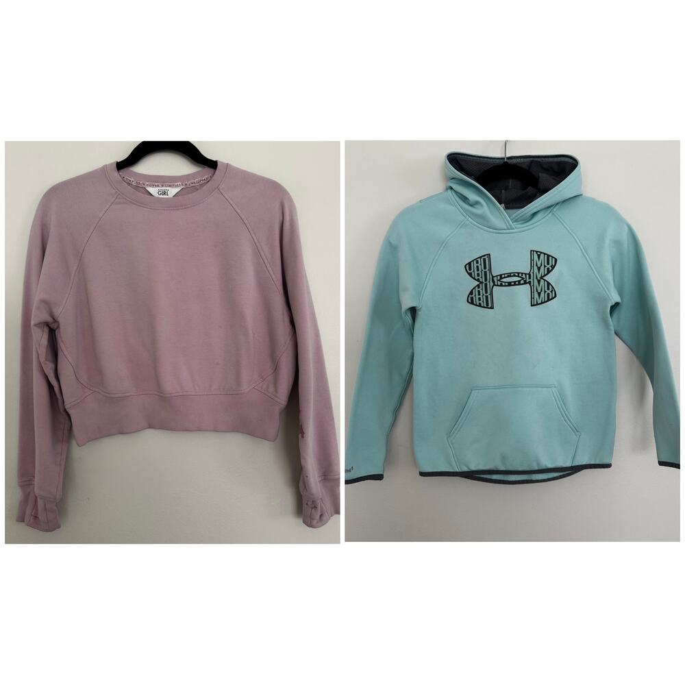 Girls Athletic Sweatshirt Bundle, Athleta Girl and Under Armour, Includes Two